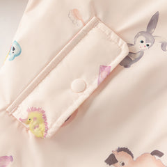 Dave&Bella Toddler Girls Autumn Pink Animal Print Hooded Outwear Fleece Coat