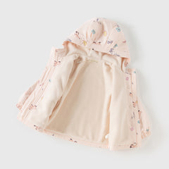 Dave&Bella Toddler Girls Autumn Pink Animal Print Hooded Outwear Fleece Coat