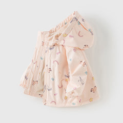 Dave&Bella Toddler Girls Autumn Pink Animal Print Hooded Outwear Fleece Coat