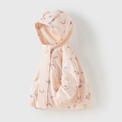 Dave&Bella Toddler Girls Autumn Pink Animal Print Hooded Outwear Fleece Coat