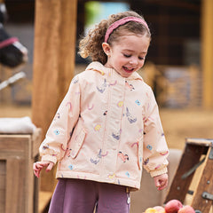 Dave&Bella Toddler Girls Autumn Pink Animal Print Hooded Outwear Fleece Coat