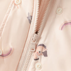 Dave&Bella Toddler Girls Autumn Pink Animal Print Hooded Outwear Fleece Coat