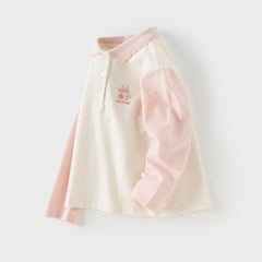 Dave&Bella Kids Girls Autumn Beige Cotton Polo T-Shirts Tops