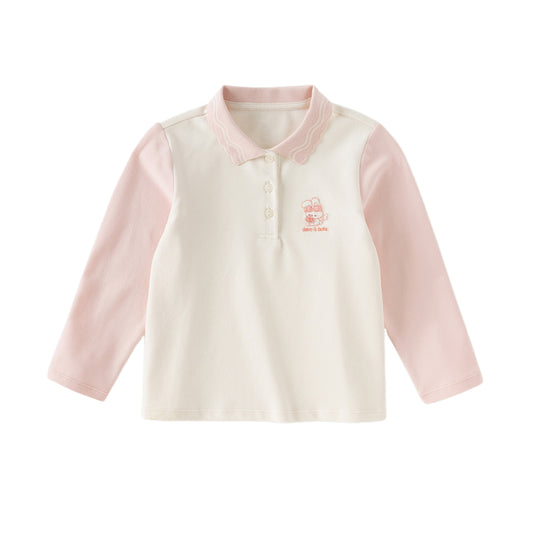 Dave&Bella Kids Girls Autumn Beige Cotton Polo T-Shirts Tops