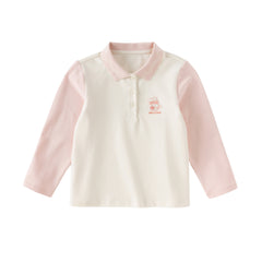 Dave&Bella Kids Girls Autumn Beige Cotton Polo T-Shirts Tops