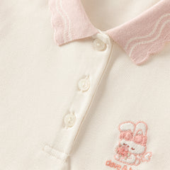 Dave&Bella Kids Girls Autumn Beige Cotton Polo T-Shirts Tops