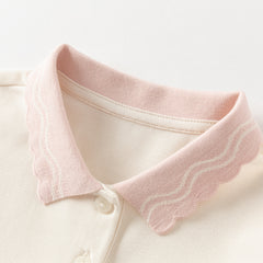 Dave&Bella Kids Girls Autumn Beige Cotton Polo T-Shirts Tops