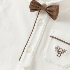 Dave&Bella Toddler Boys College Style Cotton Beige Shirt Top