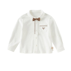 Dave&Bella Toddler Boys College Style Cotton Beige Shirt Top