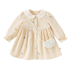 Dave&Bella Toddler Girls Autumn Yellow Party Dress (wallet bag)