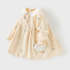 Dave&Bella Toddler Girls Autumn Yellow Party Dress (wallet bag)