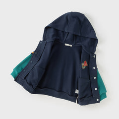 Dave&Bella Autumn Cool Toddler Boys Navy Blue Hooded Coat Pants Outfits Sets
