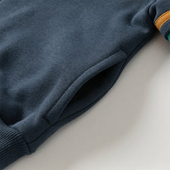 Dave&Bella Autumn Cool Toddler Boys Navy Blue Hooded Coat Pants Outfits Sets