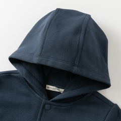 Dave&Bella Autumn Cool Toddler Boys Navy Blue Hooded Coat Pants Outfits Sets