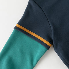 Dave&Bella Autumn Cool Toddler Boys Navy Blue Hooded Coat Pants Outfits Sets