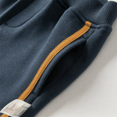 Dave&Bella Autumn Cool Toddler Boys Navy Blue Hooded Coat Pants Outfits Sets