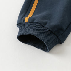 Dave&Bella Autumn Cool Toddler Boys Navy Blue Hooded Coat Pants Outfits Sets