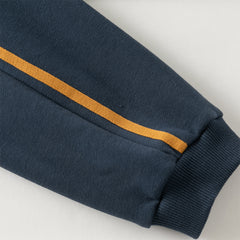 Dave&Bella Autumn Cool Toddler Boys Navy Blue Hooded Coat Pants Outfits Sets