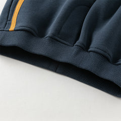 Dave&Bella Autumn Cool Toddler Boys Navy Blue Hooded Coat Pants Outfits Sets