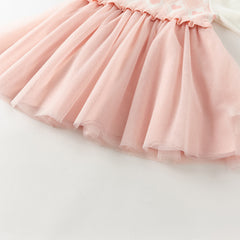 Dave&Bella Toddler Girls Autumn Peach Pink A-line Mesh Dress