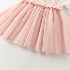 Dave&Bella Toddler Girls Autumn Peach Pink A-line Mesh Dress