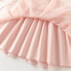 Dave&Bella Toddler Girls Autumn Peach Pink A-line Mesh Dress