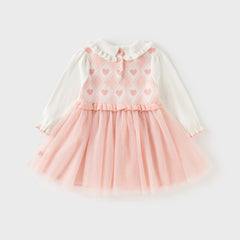 Dave&Bella Toddler Girls Autumn Peach Pink A-line Mesh Dress