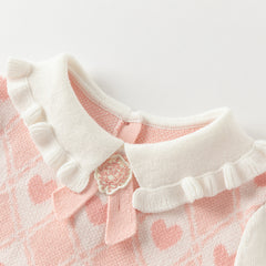 Dave&Bella Toddler Girls Autumn Peach Pink A-line Mesh Dress