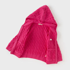 Dave&Bella Kids Girls/Boys Autumn Rose/Camel Cotton Hooded Knit Sweater Coat