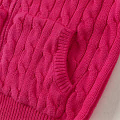 Dave&Bella Kids Girls/Boys Autumn Rose/Camel Cotton Hooded Knit Sweater Coat