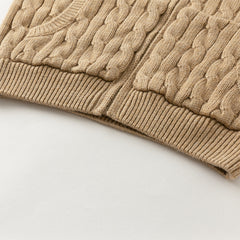 Dave&Bella Kids Girls/Boys Autumn Rose/Camel Cotton Hooded Knit Sweater Coat