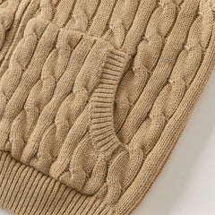 Dave&Bella Kids Girls/Boys Autumn Rose/Camel Cotton Hooded Knit Sweater Coat