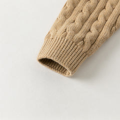 Dave&Bella Kids Girls/Boys Autumn Rose/Camel Cotton Hooded Knit Sweater Coat