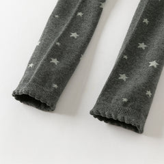 Dave&Bella Girls Autumn Grey Star Print Activity Footless Tights Leggings