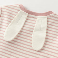 Dave&Bella Toddlers Girls Autumn Cotton Pink Striped Playful Rabbit Ear Style T-shirts Tops
