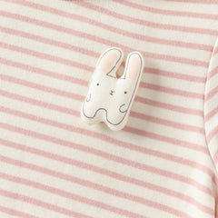 Dave&Bella Toddlers Girls Autumn Cotton Pink Striped Playful Rabbit Ear Style T-shirts Tops