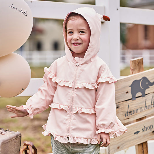 Dave&Bella Toddler Girls Autumn Sweet Pink Outwear Fashion Hooded Trench Coats