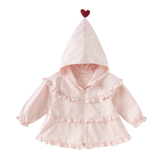 Dave&Bella Toddler Girls Autumn Sweet Pink Outwear Fashion Hooded Trench Coats