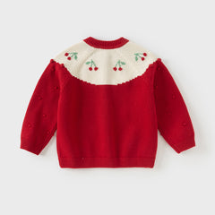 Dave&Bella Kids Girls Sweet Soft Red Long-sleeved Jacket Coats