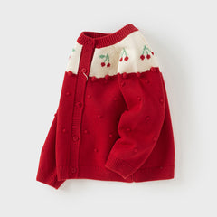 Dave&Bella Kids Girls Sweet Soft Red Long-sleeved Jacket Coats