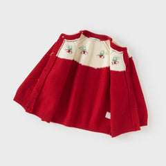 Dave&Bella Kids Girls Sweet Soft Red Long-sleeved Jacket Coats