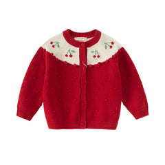 Dave&Bella Kids Girls Sweet Soft Red Long-sleeved Jacket Coats