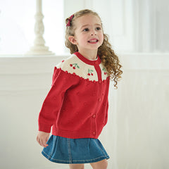 Dave&Bella Kids Girls Sweet Soft Red Long-sleeved Jacket Coats