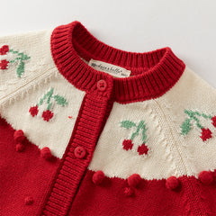 Dave&Bella Kids Girls Sweet Soft Red Long-sleeved Jacket Coats