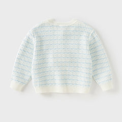 Dave&Bella Girls Autumn Elegant Blue White Plaid Knit Cardigans Coats