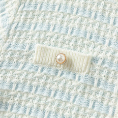 Dave&Bella Girls Autumn Elegant Blue White Plaid Knit Cardigans Coats