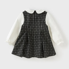 Dave&Bella Toddler Girls Classic Black White Plaid A-line Party Dress