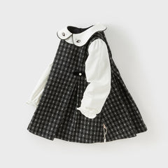 Dave&Bella Toddler Girls Classic Black White Plaid A-line Party Dress
