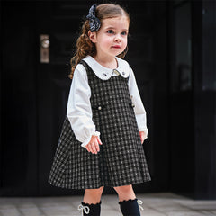 Dave&Bella Toddler Girls Classic Black White Plaid A-line Party Dress