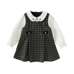 Dave&Bella Toddler Girls Classic Black White Plaid A-line Party Dress